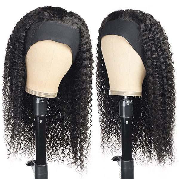 Curly Headband Wigs Glueless Human Hair Wigs with Headband