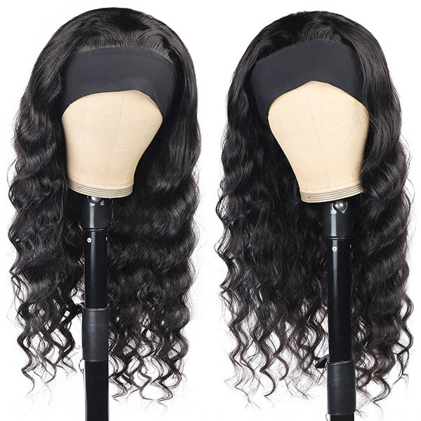 Human Hair Headband Wigs Loose Deep Human Hair Wigs With Heaband No Lace Wig