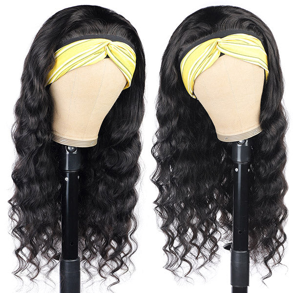 Human Hair Headband Wigs Loose Deep Human Hair Wigs With Heaband No Lace Wig