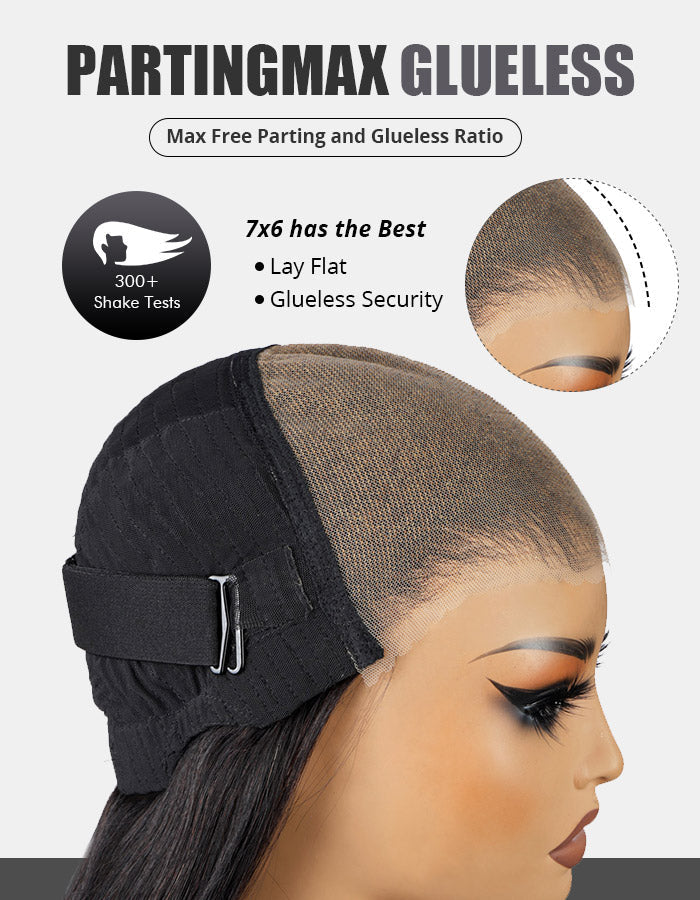 Luosiwld PPB™ PartingMax Glueless Invisible Knots Human Hair Wigs Straight Hair 7x6 Pre Cut HD Lace Closure Wigs