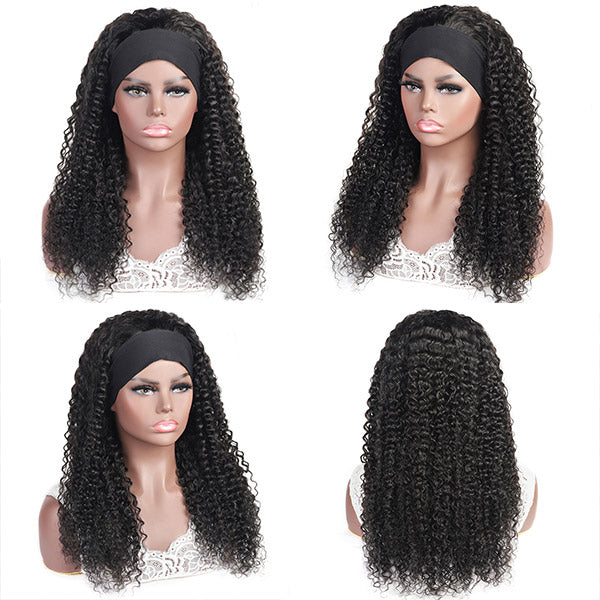 Curly Headband Wigs Glueless Human Hair Wigs with Headband