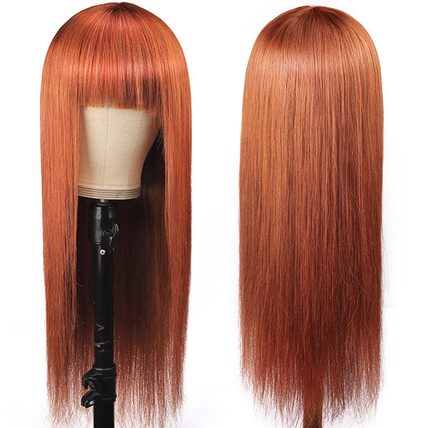 Luosiwld Beauty New Arrival Machine Made without Lace Wig With Bangs 100% Human Hair Wigs
