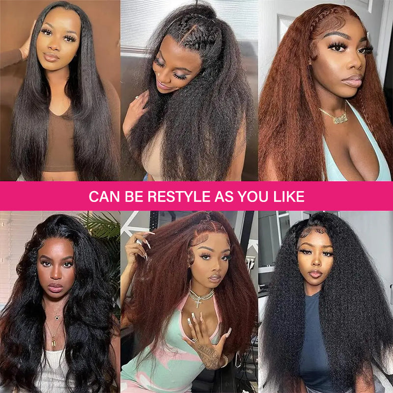 Kinky Straight Hair Wig Brazilian Yaki Human Hair Wigs 13x4 Lace Front Wig