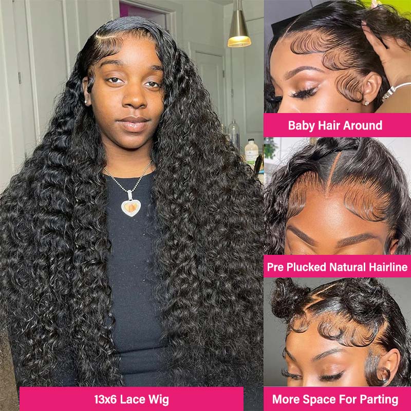 Luosiwld 13x6 Lace Front Wigs Glueless Human Hair Wigs 40 Inch Deep Wave Wig For Black Women 180% Density