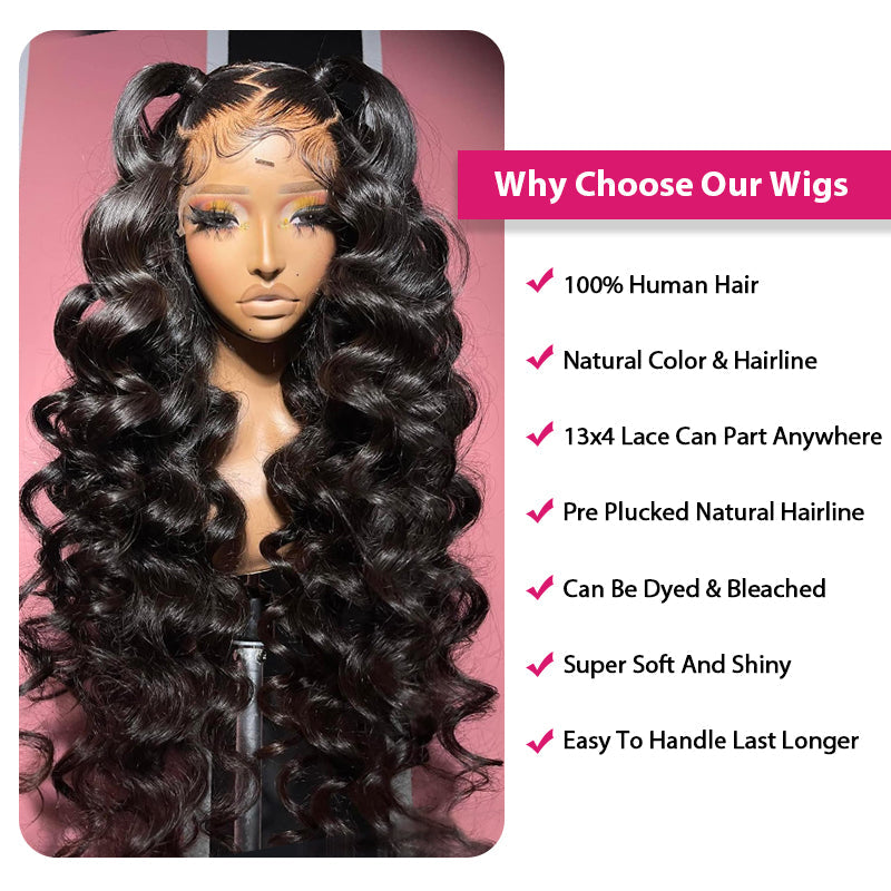 Luosiwld Loose Deep Wave Wig 13x4 Lace Front Wig HD Lace Wigs 32 Inch Glueless Human Hair Wigs