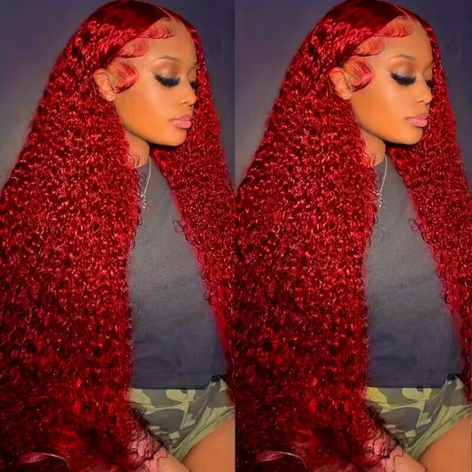 Luosiwld Red Color Lace Front Wigs Kinky Curly Lace Frontal Wig Pre Plucked Human Hair Wig With Natural Baby Hair