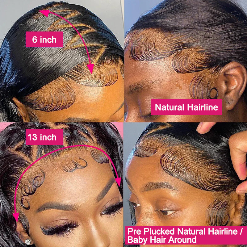 Luosiwld Loose Deep Wave Pre Bleached Wig Glueless 13x6 Lace Front Wig 180 % Density 40 Inch Human Hair Wig