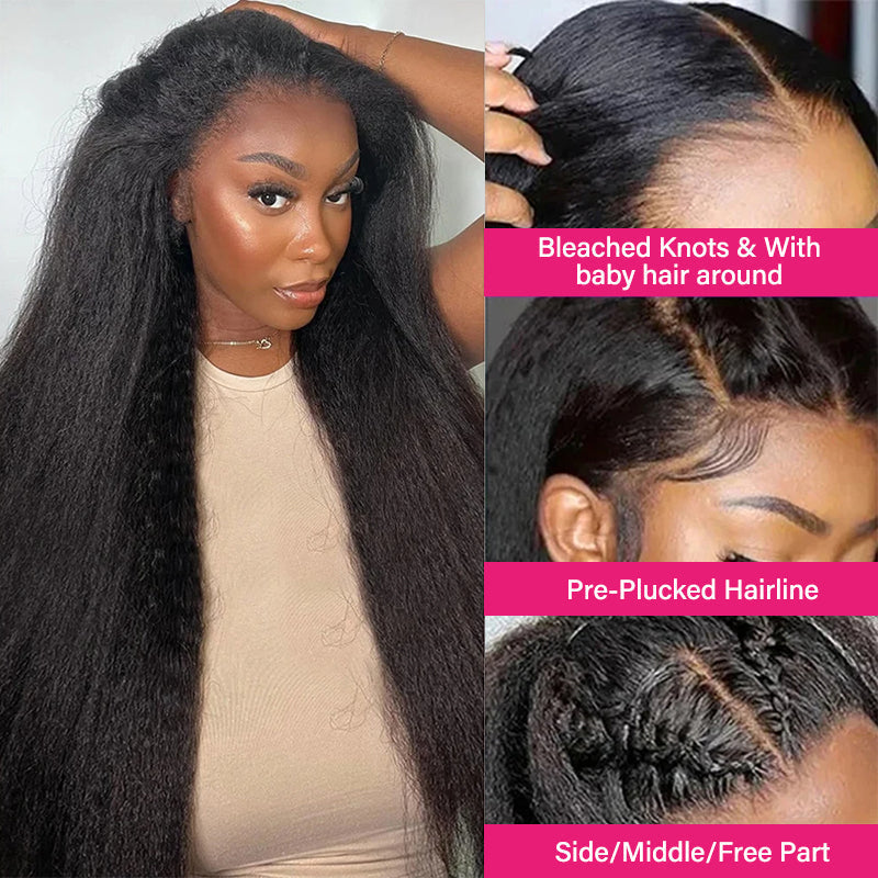 Kinky Straight Hair Wig Brazilian Yaki Human Hair Wigs 13x4 Lace Front Wig