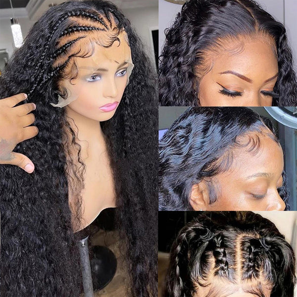 Luosiwld Deep Wave Lace Frontal Wigs HD Lace Front Wig Long Glueless Human Hair Wigs
