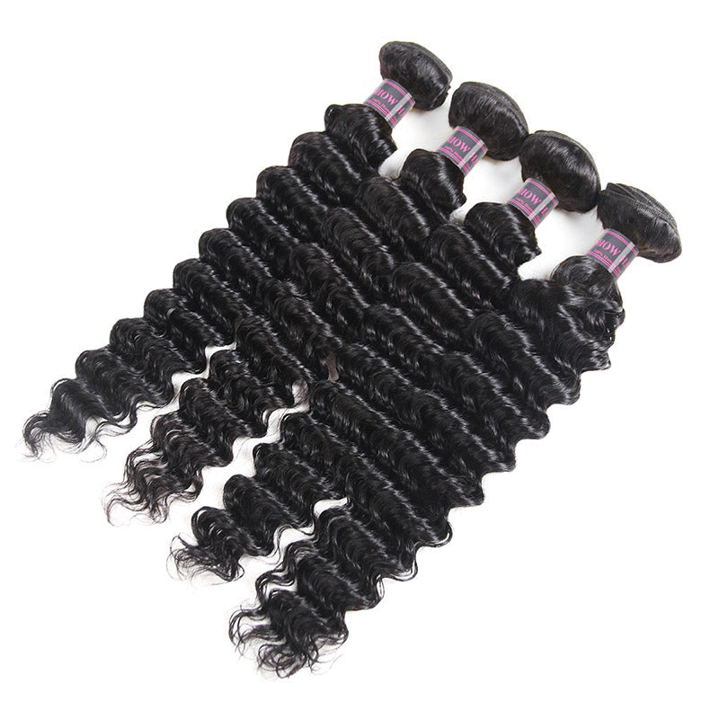 Malaysian 4 Bundles Deal Deep Wave Human Hair Weave Bundles Luosiwld 100% Virgin Remy Human Hair Extensions