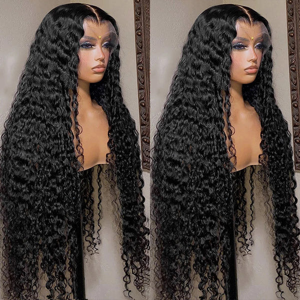 Luosiwld Deep Wave Lace Frontal Wigs HD Lace Front Wig Long Glueless Human Hair Wigs
