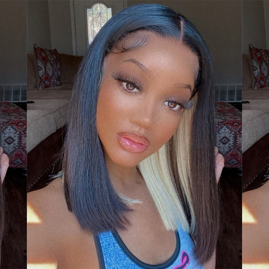 Peekaboo Highlighted Blonde Color HD 4x4/13x4 Lace Human Hair Straight Bob Wigs