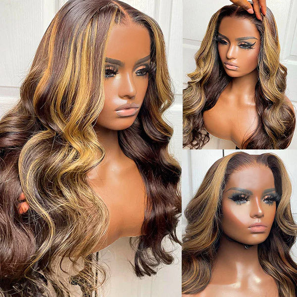 20"=109 Luosiwld Flash Sale P4/27 Balayage Highlight Wigs Body Wave Lace Closure Wigs Pre Cut Lace Wig