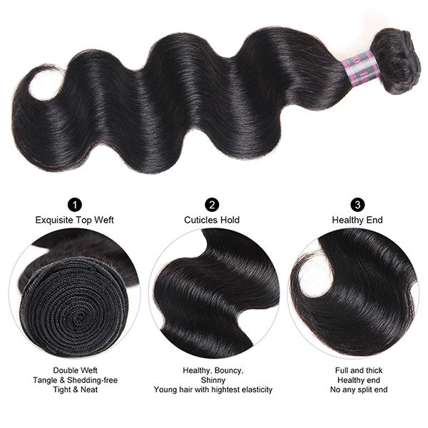 Luosiwld Virgin Indian Body Wave Human Hair Weave 4 Bundles
