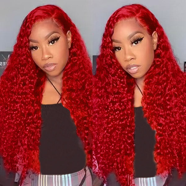 Luosiwld Red Color Lace Front Wigs Kinky Curly Lace Frontal Wig Pre Plucked Human Hair Wig With Natural Baby Hair