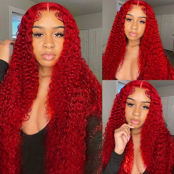 Luosiwld Red Color Lace Front Wigs Kinky Curly Lace Frontal Wig Pre Plucked Human Hair Wig With Natural Baby Hair