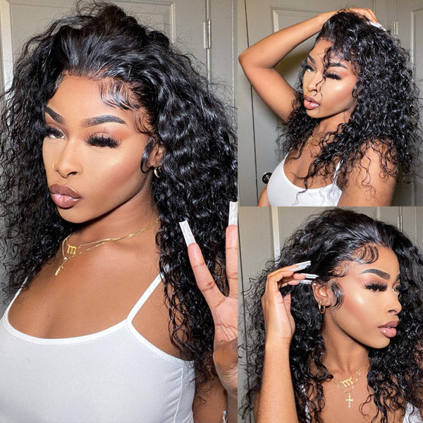 Luosiwld Deep Wave Lace Frontal Wigs HD Lace Front Wig Long Glueless Human Hair Wigs