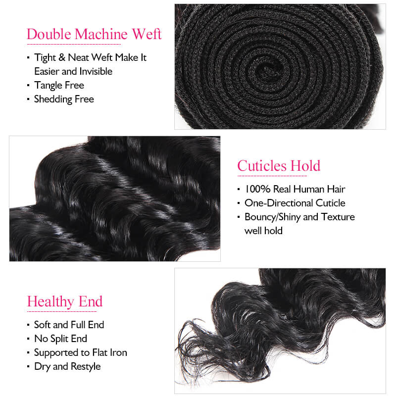 Malaysian 4 Bundles Deal Deep Wave Human Hair Weave Bundles Luosiwld 100% Virgin Remy Human Hair Extensions
