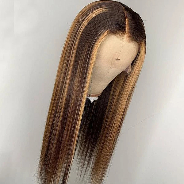 Luosiwld Honey Blonde Human Hair Wigs P4/27 Highlight Wigs Straight and Body Wave Glueless Wig