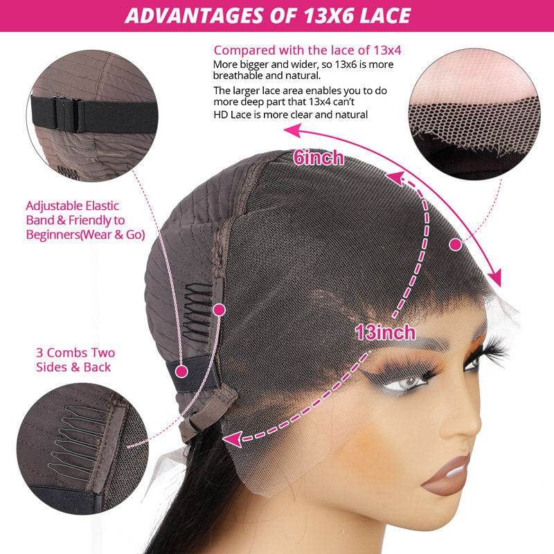 Luosiwld 13x6 Lace Front Wigs Glueless Body Wave Human Hair Wig 40 Inch 180% Density HD Transparent Lace Wigs