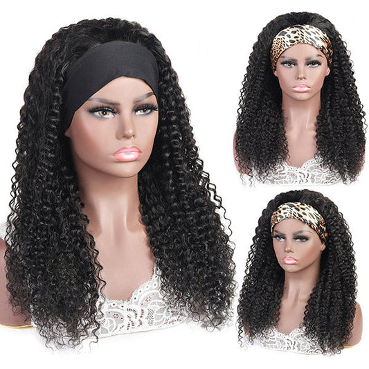 Curly Headband Wigs Glueless Human Hair Wigs with Headband