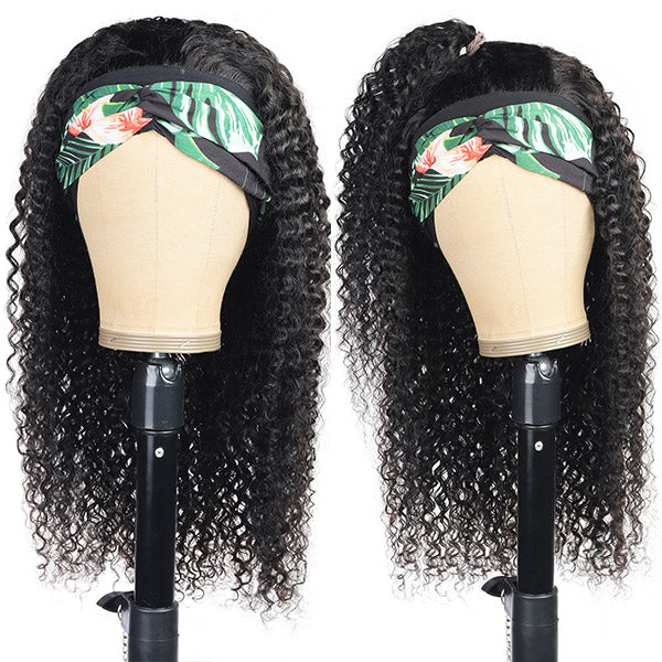 Curly Headband Wigs Glueless Human Hair Wigs with Headband