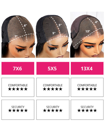 Luosiwld PPB™ PartingMax Glueless Invisible Knots Human Hair Wigs Straight Hair 7x6 Pre Cut HD Lace Closure Wigs