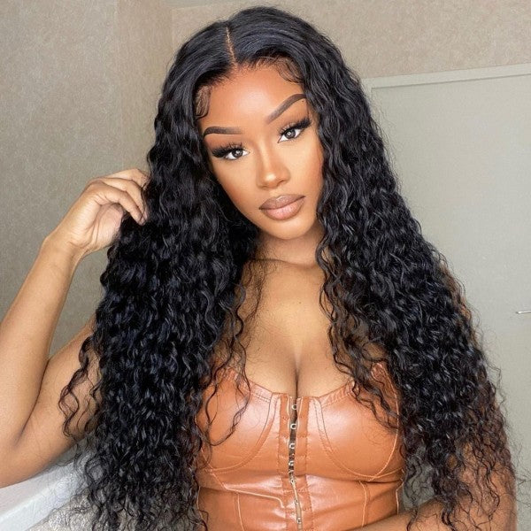 Luosiwld Deep Wave Lace Frontal Wigs HD Lace Front Wig Long Glueless Human Hair Wigs