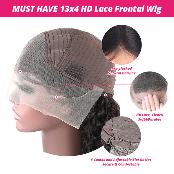 Luosiwld Water Wave Lace Front Wig 13x6 HD Lace Frontal Wig 40 Inch Glueless Human Hair Wigs