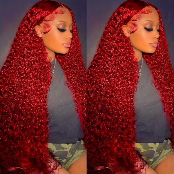 Luosiwld Red Color Lace Front Wigs Kinky Curly Lace Frontal Wig Pre Plucked Human Hair Wig With Natural Baby Hair