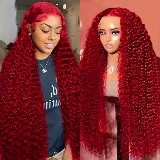Luosiwld Red Color Lace Front Wigs Kinky Curly Lace Frontal Wig Pre Plucked Human Hair Wig With Natural Baby Hair