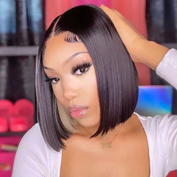 Peekaboo Highlighted Blonde Color HD 4x4/13x4 Lace Human Hair Straight Bob Wigs