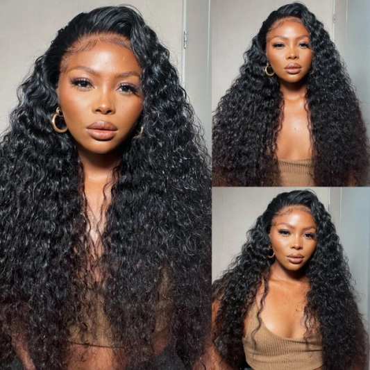 Overnight Shipping Human Hair Wigs HD Lace Frontal Wig Water Wave Long 34 Inch Wigs