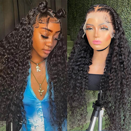 Overnight Shipping Human Hair Wigs HD Lace Frontal Wig Water Wave Long 34 Inch Wigs