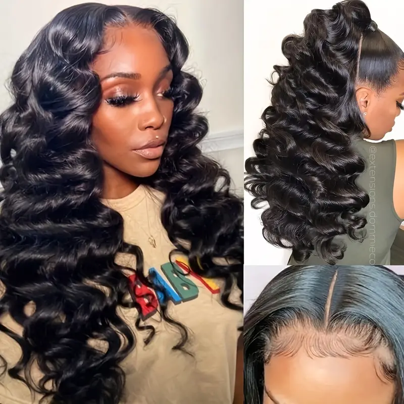 Luosiwld Loose Deep Wave Lace Front Wig 13x4 Lace Frontal Wig 200% Density HD Transparent Lace Wig Malaysian Remy Human Hair Wigs