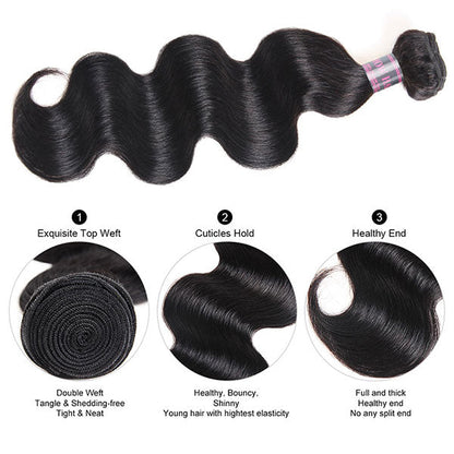 Luosiwld Virgin Indian Body Wave Human Hair Weave 4 Bundles