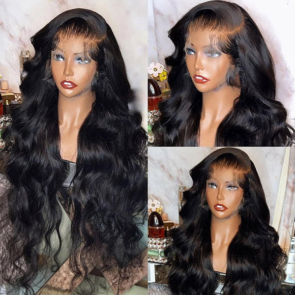 Luosiwld 13x6 Lace Front Wigs Glueless Body Wave Human Hair Wig 40 Inch 180% Density HD Transparent Lace Wigs
