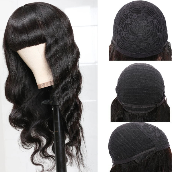 Luosiwld Beauty New Arrival Machine Made without Lace Wig With Bangs 100% Human Hair Wigs