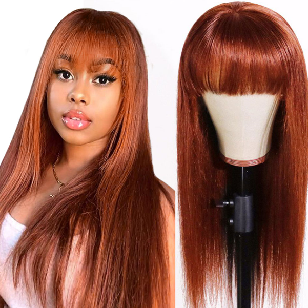 Luosiwld Beauty New Arrival Machine Made without Lace Wig With Bangs 100% Human Hair Wigs