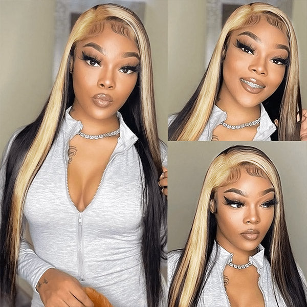 13x4 Lace Frontal Straight Wigs Pre-Plucked HD Lace Wigs 1B/613