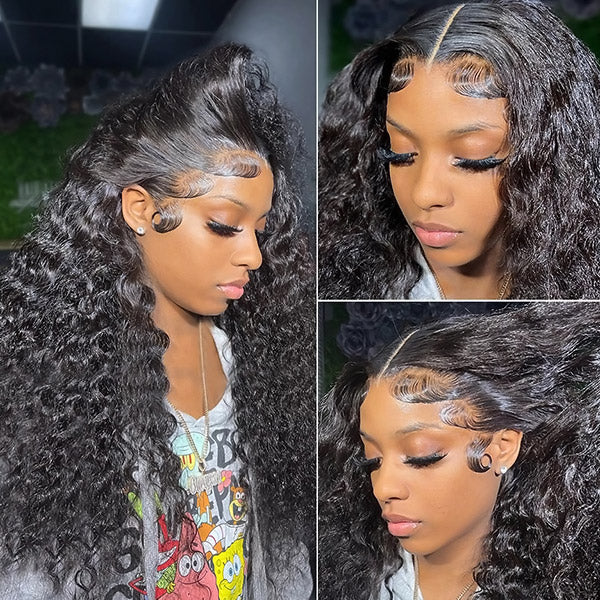 Luosiwld Water Wave Lace Front Wig 13x6 HD Lace Frontal Wig 40 Inch Glueless Human Hair Wigs